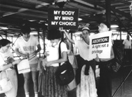 Women demonstrating for the right of abortion