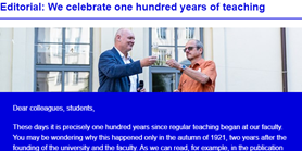 Faculty Newsletter: We celebrate one hundred years of teaching