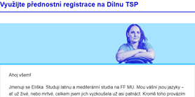 Newsletter pro uchazeče: Využijte přednostní registrace na Dílnu TSP