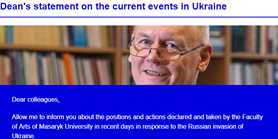 Extraordinary Faculty Newsletter: Dean's statement on the current events in Ukraine
