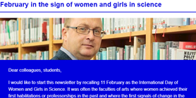 Faculty Newsletter: February in the sign of women and girls in science
