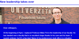 Faculty Newsletter: New leadership takes over