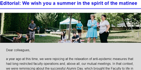 Faculty Newsletter: We wish you a summer in the spirit of the matinee