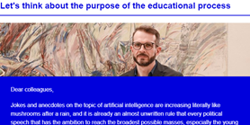Faculty Newsletter: Let's think about the purpose of the educational process