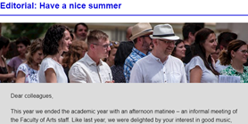 Faculty Newsletter: Have a nice summer