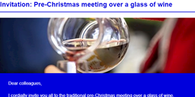 Invitation: Pre-Christmas meeting over a glass of wine