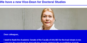 Faculty Newsletter: Management strengthened by the new Vice-Dean for Doctoral Studies