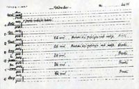 Dědrasbor, partitura List z partitury pro recitaci Březinových Zástupů