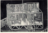 Heythumova scénická konstrukce pro Dostalovu inscenaci O´Neillovy Farmy pod jilmy (Stavovské divadlo, 1925)